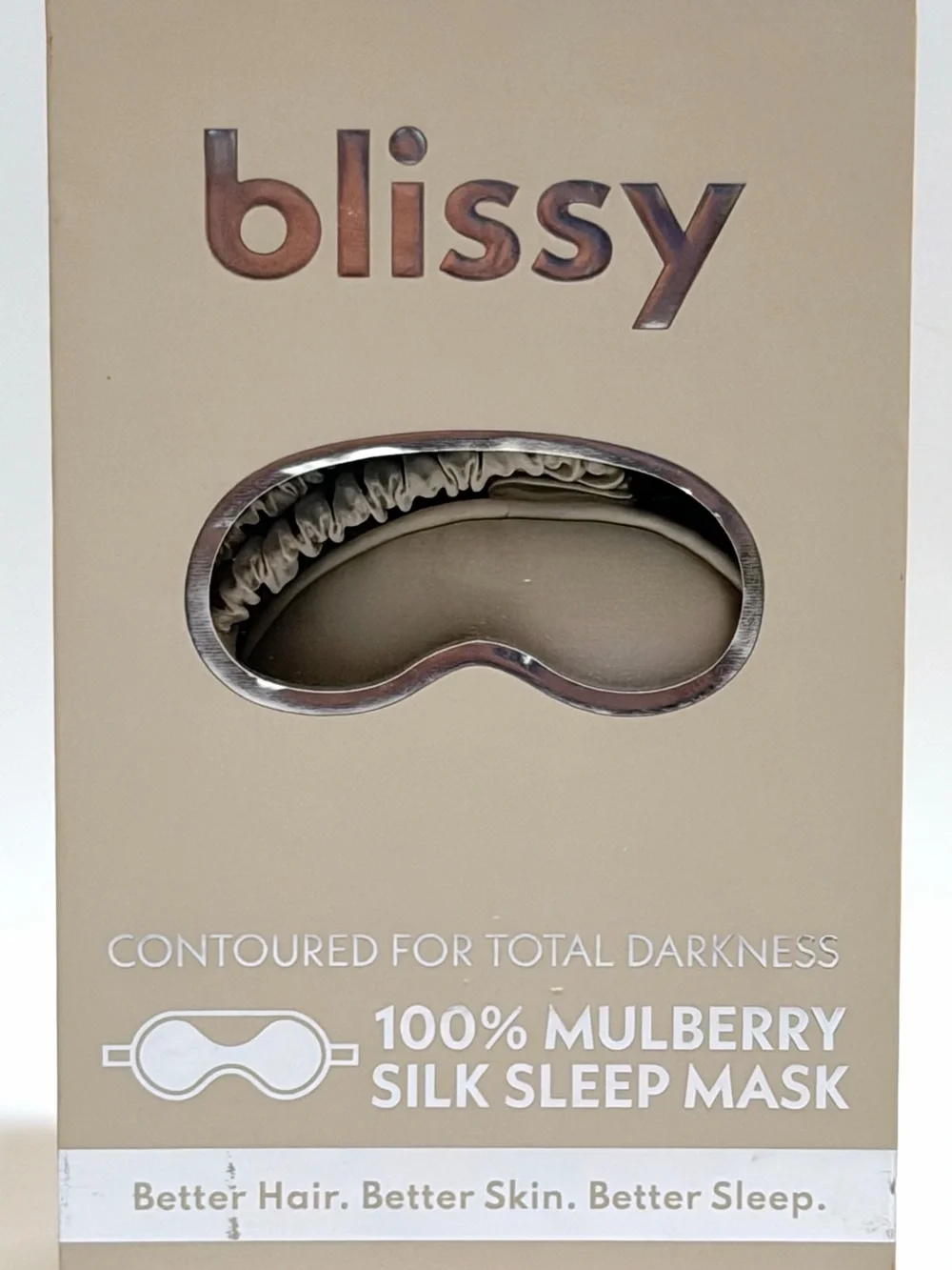 Blissy 100% Mulberry Silk Sleep Mask in Champagne. New